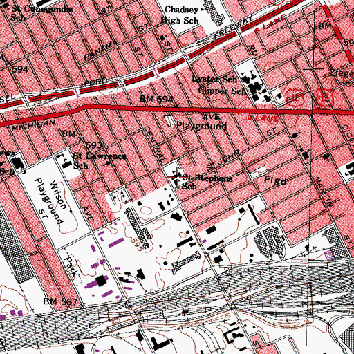 Topographic Map of Saint Stephens School, MI