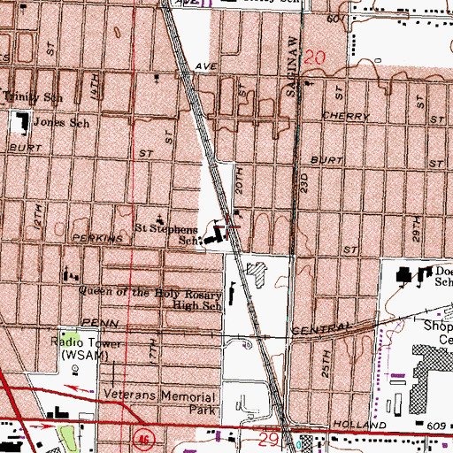 Topographic Map of Saint Stephens School, MI