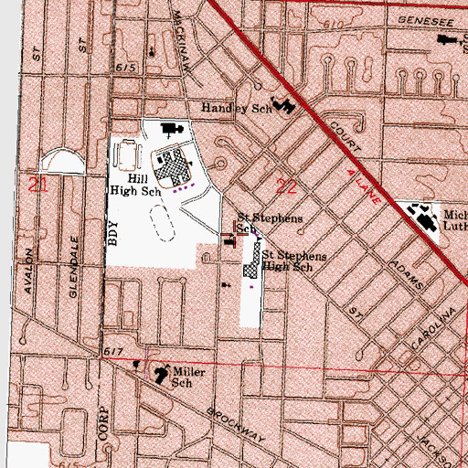 Topographic Map of Saint Stephens School, MI
