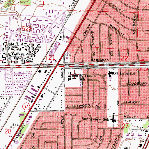 Topographic Map of Saint Thecla School, MI