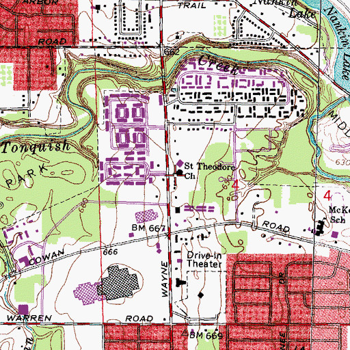 Topographic Map of Saint Theodore Church, MI