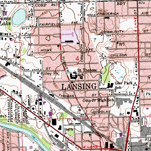 Topographic Map of Saint Therese School, MI