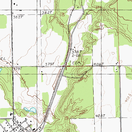 Topographic Map of Saint Thomas Cemetery, MI