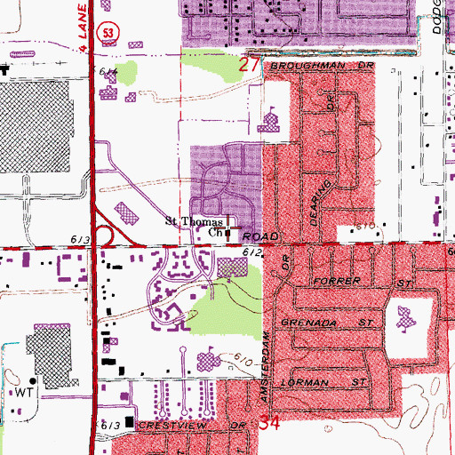 Topographic Map of Saint Thomas Church, MI