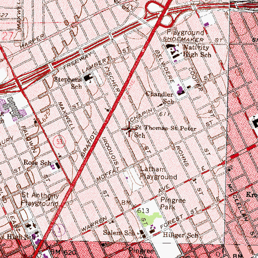 Topographic Map of Saint Thomas-Saint Peter School, MI
