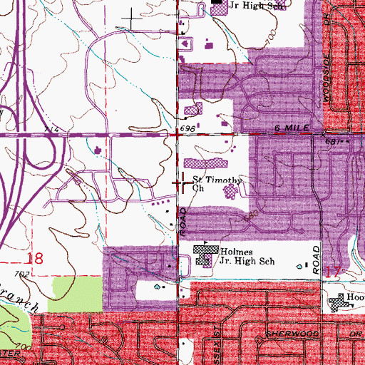 Topographic Map of Saint Timothy Church, MI
