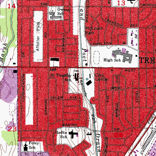 Topographic Map of Saint Timothy School, MI