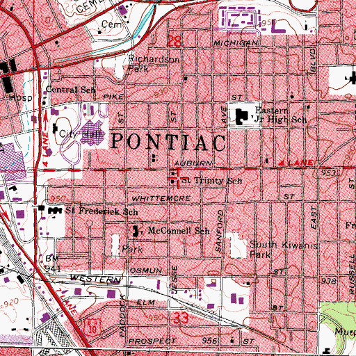 Topographic Map of Saint Trinity School, MI