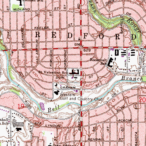 Topographic Map of Saint Valentine School, MI