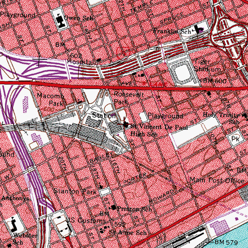 Topographic Map of Saint Vincent De Paul High School, MI
