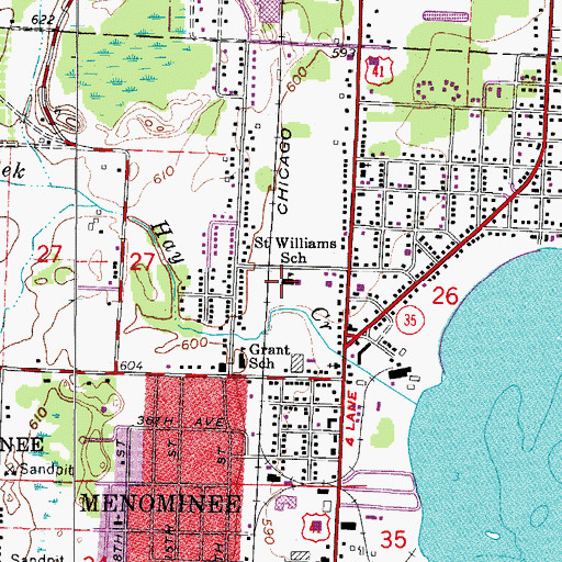 Topographic Map of Saint Williams School, MI