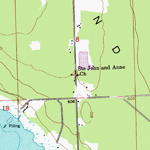 Topographic Map of Saints John and Anne Church, MI