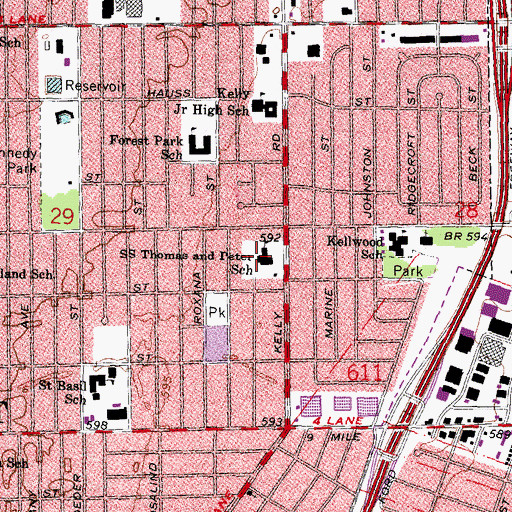 Topographic Map of Saints Thomas and Peter School, MI
