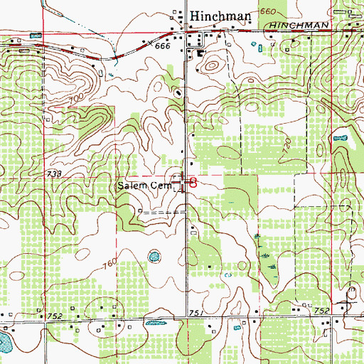 Topographic Map of Salem Cemetery, MI
