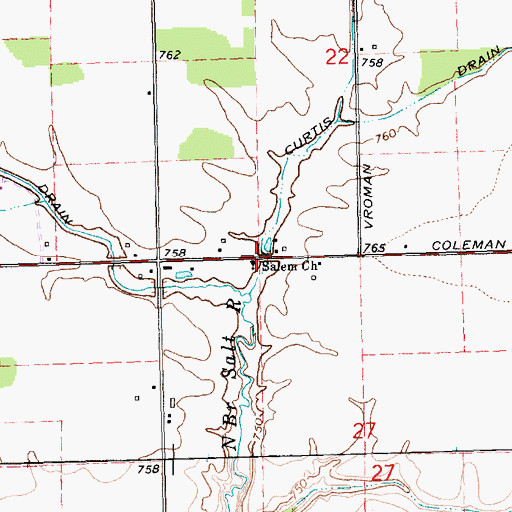 Topographic Map of Salem Church, MI