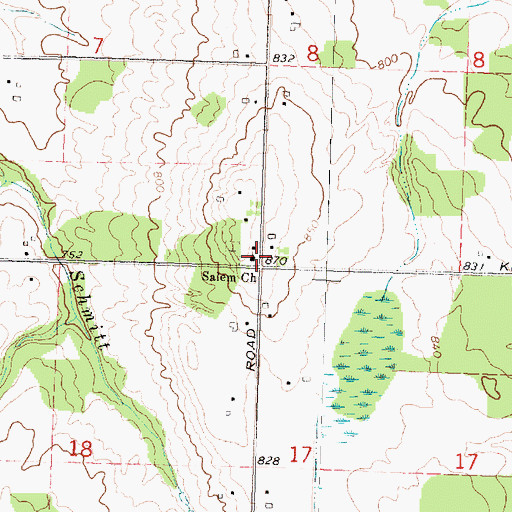 Topographic Map of Salem Church, MI