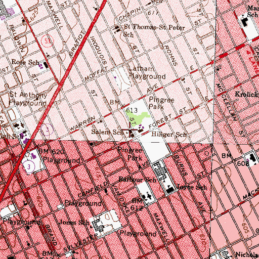 Topographic Map of Salem School, MI