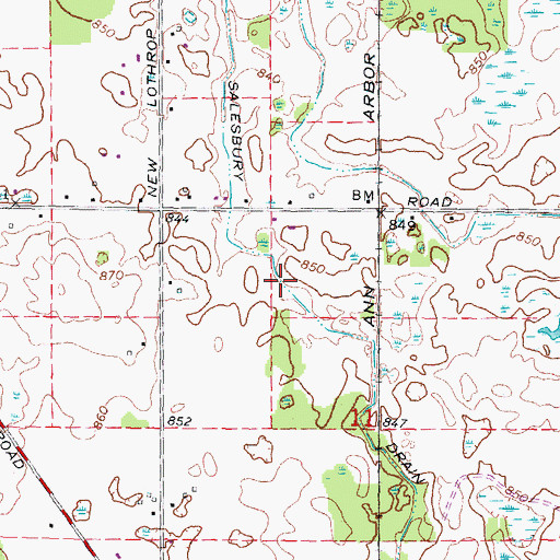 Topographic Map of Salesbury Drain, MI
