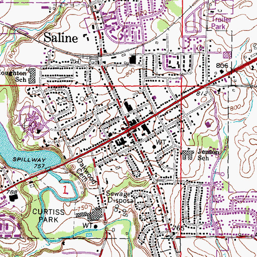 Topographic Map of Saline, MI