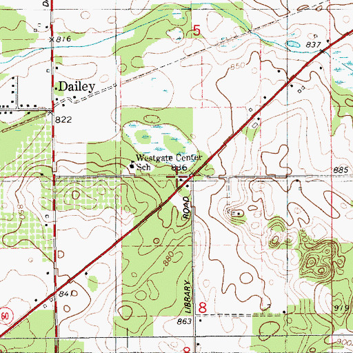 Topographic Map of Salisbury School, MI
