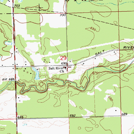 Topographic Map of Salt River Church, MI