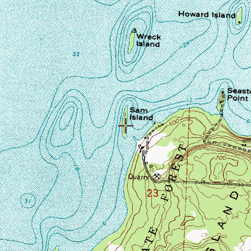 Topographic Map of Sam Island, MI