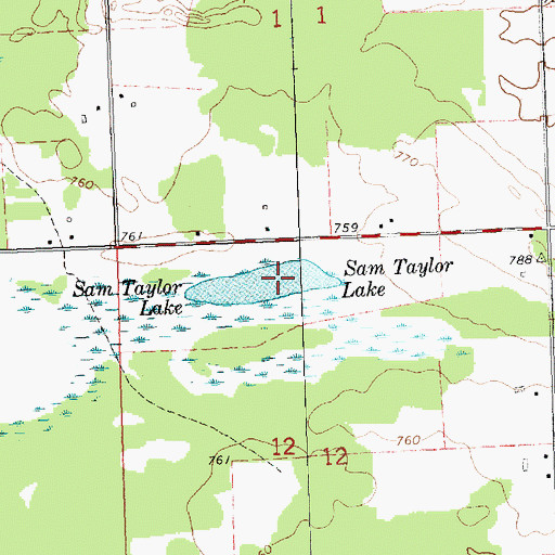 Topographic Map of Sam Taylor Lake, MI