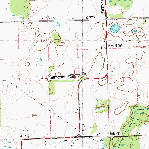Topographic Map of Sampson Cemetery, MI