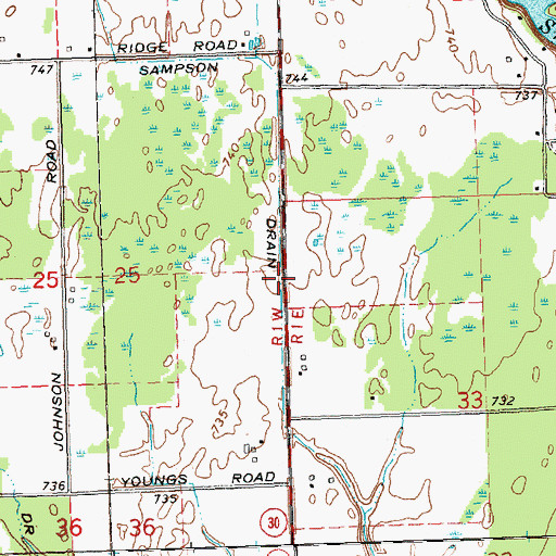 Topographic Map of Sampson Drain, MI