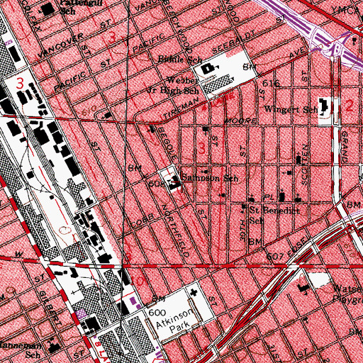 Topographic Map of Sampson School, MI