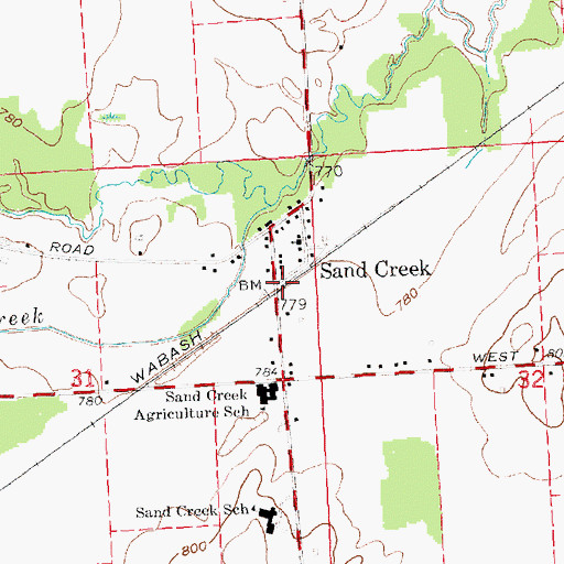 Topographic Map of Sand Creek, MI