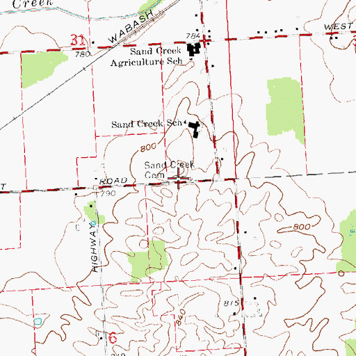 Topographic Map of Sand Creek Cemetery, MI