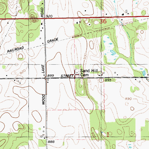 Topographic Map of Sand Hill Cemetery, MI