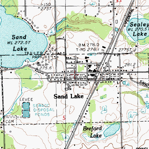 Topographic Map of Sand Lake, MI