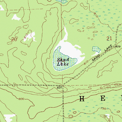 Topographic Map of Sand Lake, MI