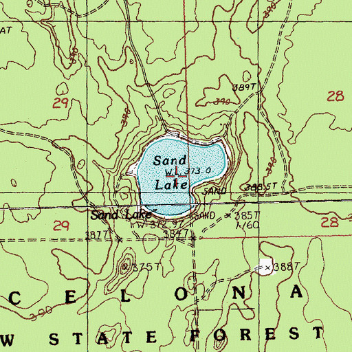 Topographic Map of Sand Lake, MI