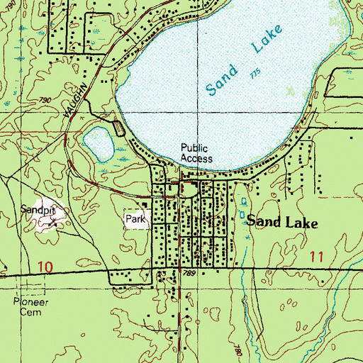 Topographic Map of Sand Lake, MI