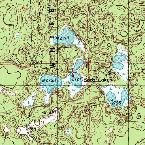 Topographic Map of Sand Lakes, MI
