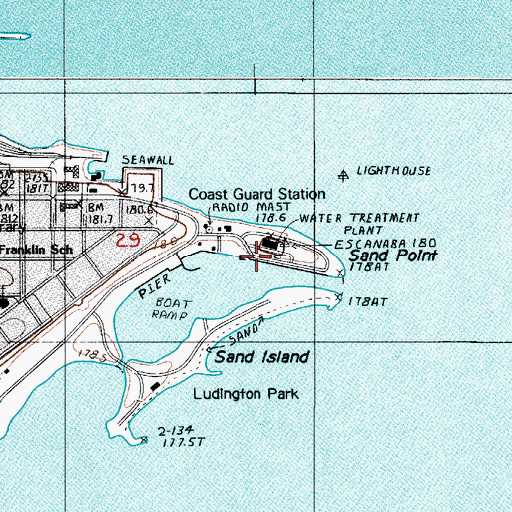 Topographic Map of Sand Point, MI