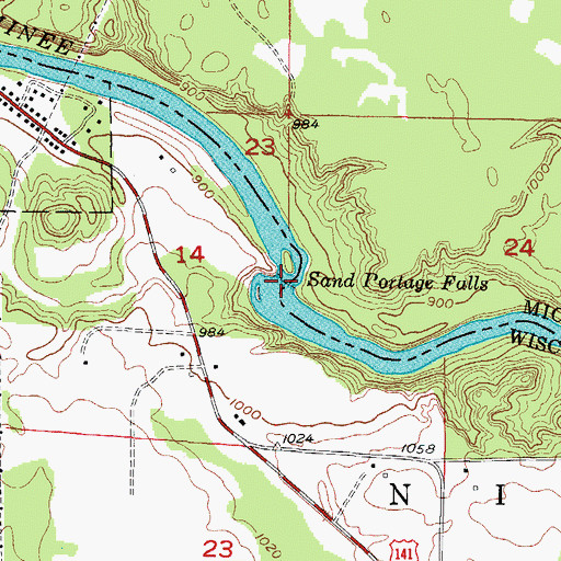 Topographic Map of Sand Portage Falls, MI