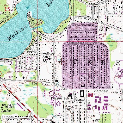 Topographic Map of Sandburg School, MI