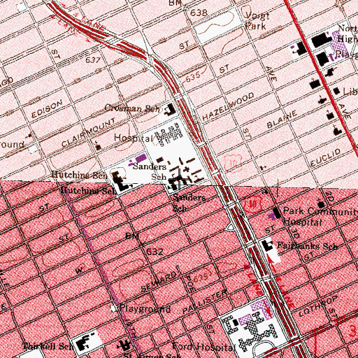 Topographic Map of Sanders School, MI