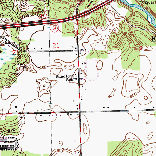 Topographic Map of Sandford School, MI