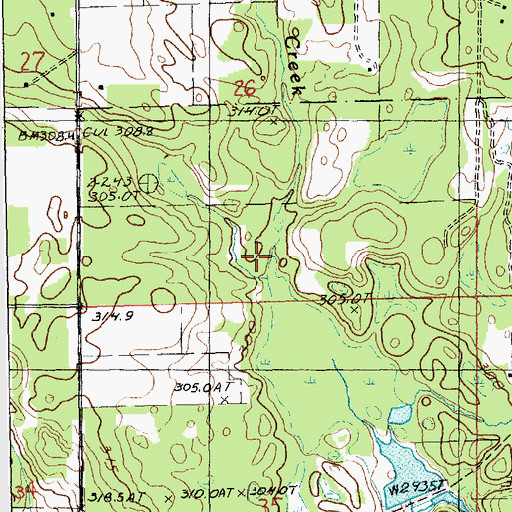 Topographic Map of Sands Creek, MI
