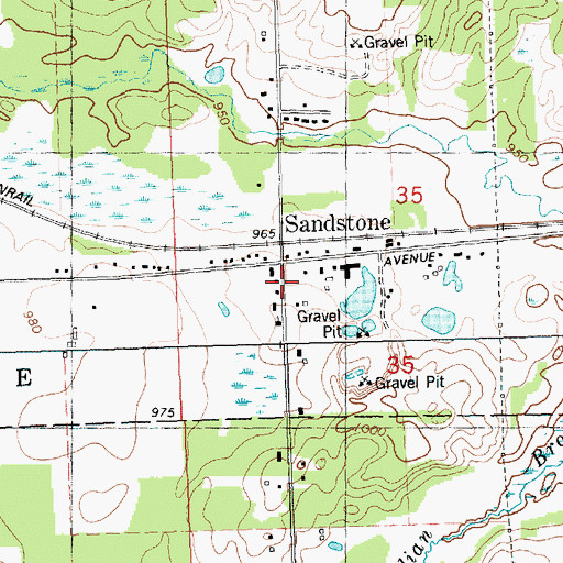 Topographic Map of Sandstone, MI