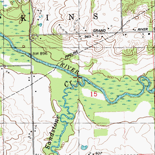 Topographic Map of Sandstone Creek, MI