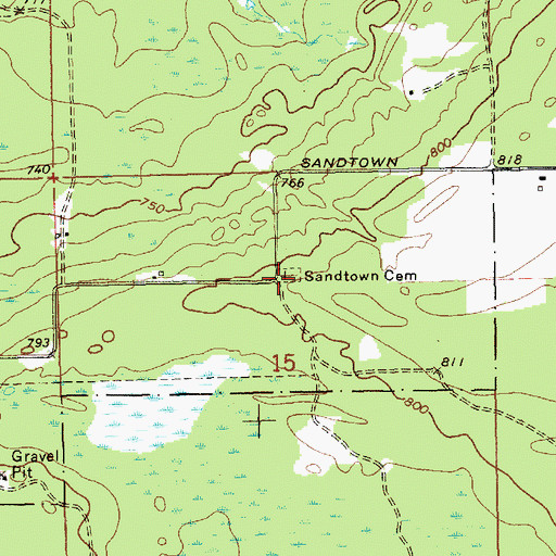 Topographic Map of Sandtown Cemetery, MI