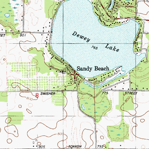 Topographic Map of Sandy Beach, MI