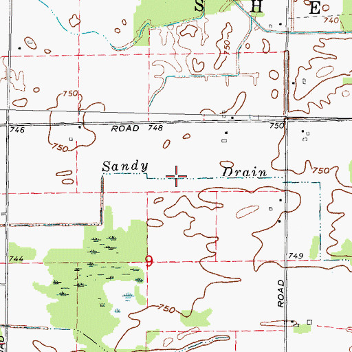 Topographic Map of Sandy Drain, MI
