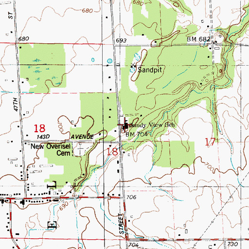 Topographic Map of Sandy View School, MI